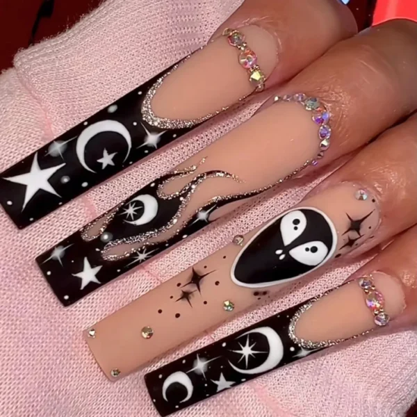 Nails Glam - Press-on Nails with Rhinestones - 24 pcs - Image 17