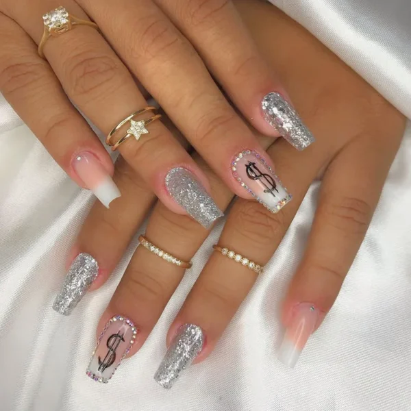 Nails Glam - Press-on Nails with Rhinestones - 24 pcs - Image 25