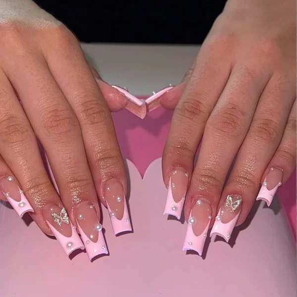 Nails Glam - Press-on Nails with Rhinestones - 24 pcs - Image 7