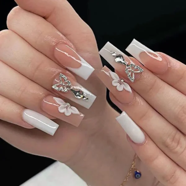 Nails Glam - Press-on Nails with Rhinestones - 24 pcs - Image 62