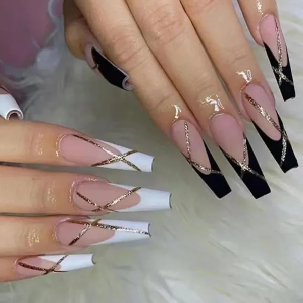 Nails Glam - Press-on Nails with Rhinestones - 24 pcs - Image 35
