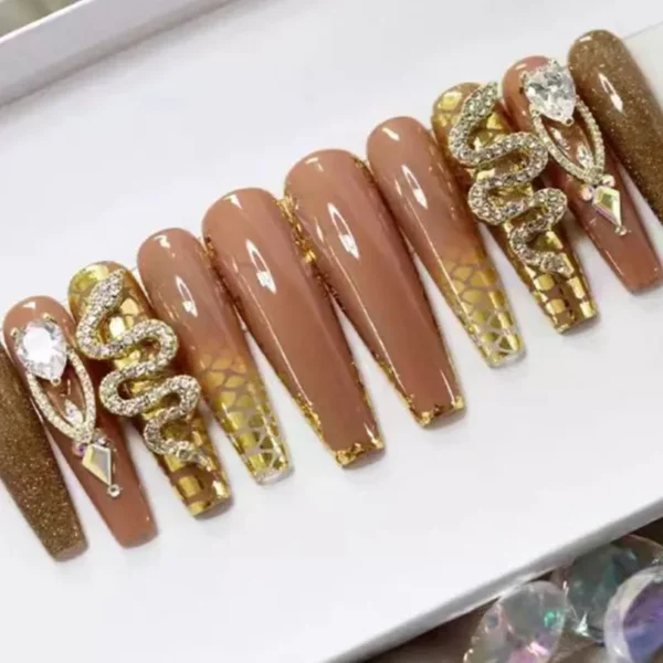 Nails Glam - Press-on Nails with Rhinestones - 24 pcs
