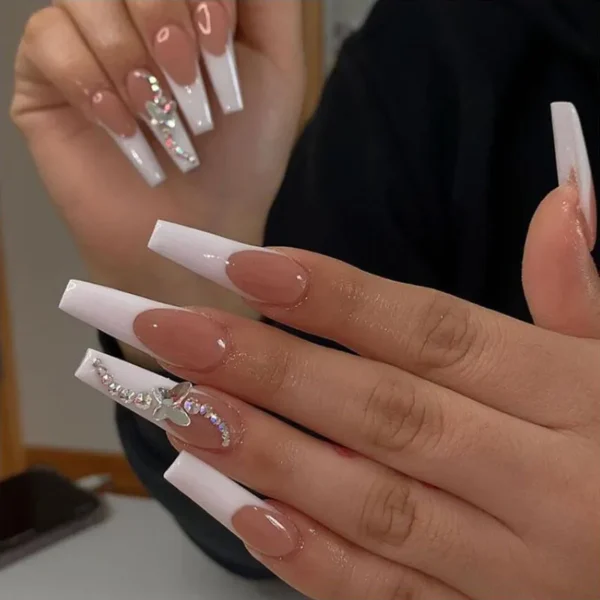 Nails Glam - Press-on Nails with Rhinestones - 24 pcs - Image 57