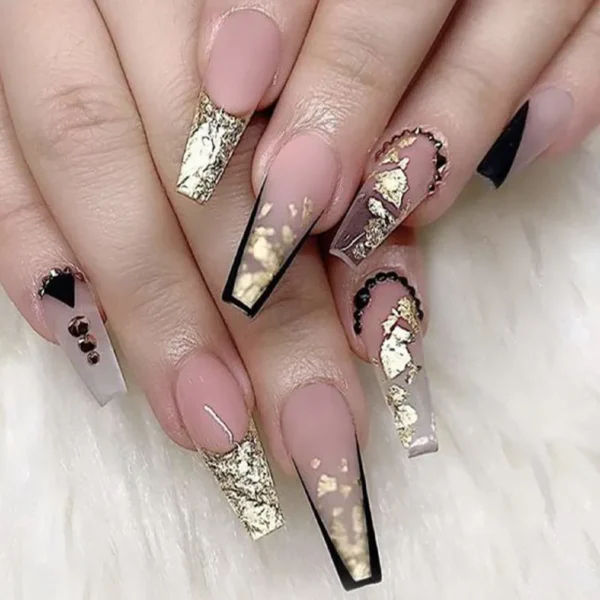 Nails Glam - Press-on Nails with Rhinestones - 24 pcs - Image 58