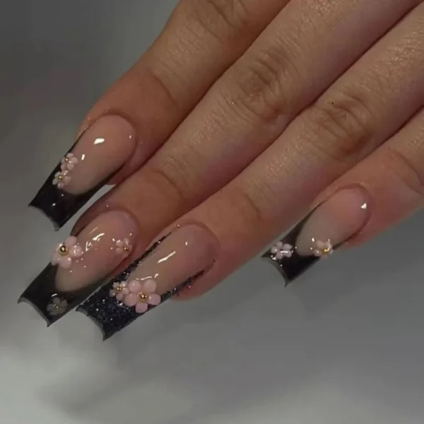 Nails Glam - Press-on Nails with Rhinestones - 24 pcs - Image 66