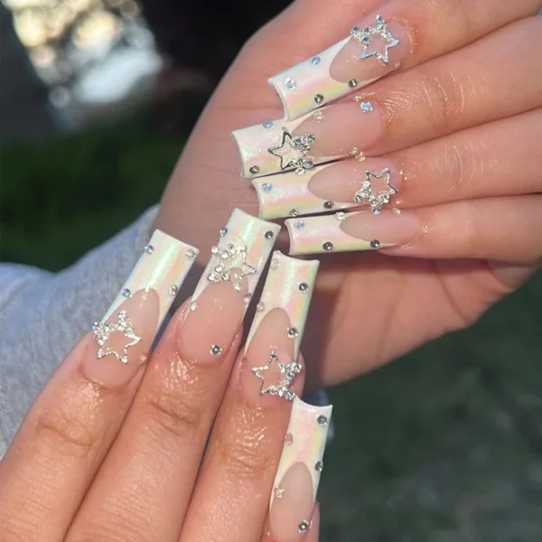 Nails Glam - Press-on Nails with Rhinestones - 24 pcs - Image 3