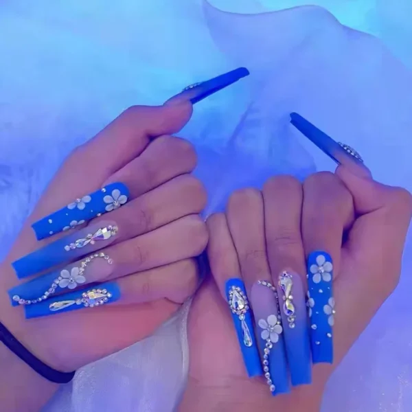 Nails Glam - Press-on Nails with Rhinestones - 24 pcs - Image 44