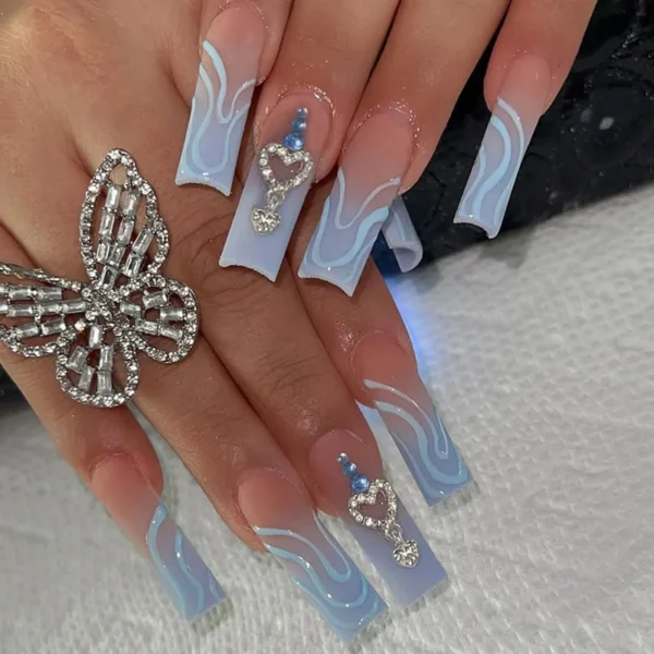 Nails Glam - Press-on Nails with Rhinestones - 24 pcs - Image 6