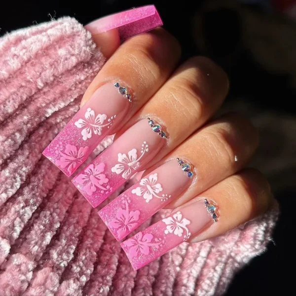 Nails Glam - Press-on Nails with Rhinestones - 24 pcs - Image 49