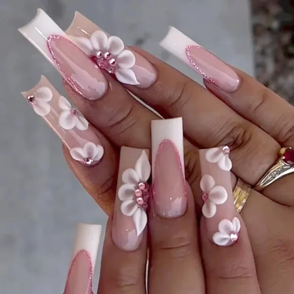 Nails Glam - Press-on Nails with Rhinestones - 24 pcs - Image 38
