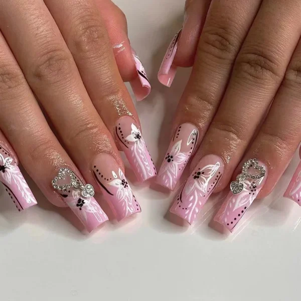 Nails Glam - Press-on Nails with Rhinestones - 24 pcs - Image 19