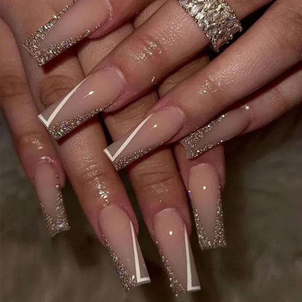 Nails Glam - Press-on Nails with Rhinestones - 24 pcs - Image 33