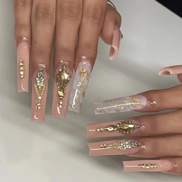 Nails Glam - Press-on Nails with Rhinestones - 24 pcs - Image 10