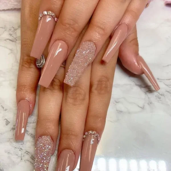 Nails Glam - Press-on Nails with Rhinestones - 24 pcs - Image 55