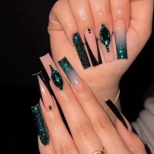 Nails Glam - Press-on Nails with Rhinestones - 24 pcs - Image 14