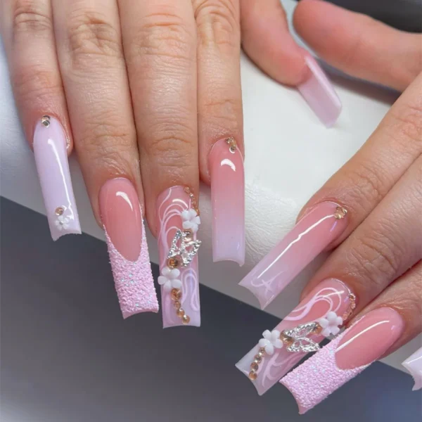 Nails Glam - Press-on Nails with Rhinestones - 24 pcs - Image 11