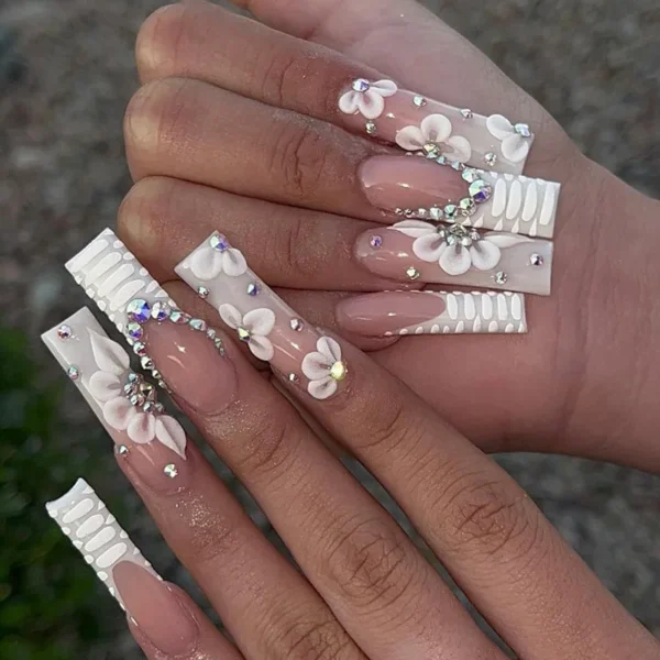 Nails Glam - Press-on Nails with Rhinestones - 24 pcs - Image 27