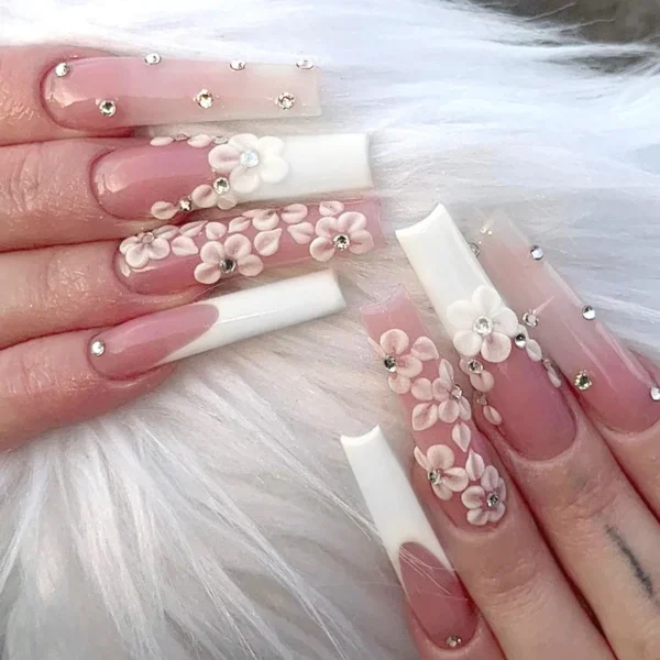 Nails Glam - Press-on Nails with Rhinestones - 24 pcs - Image 12