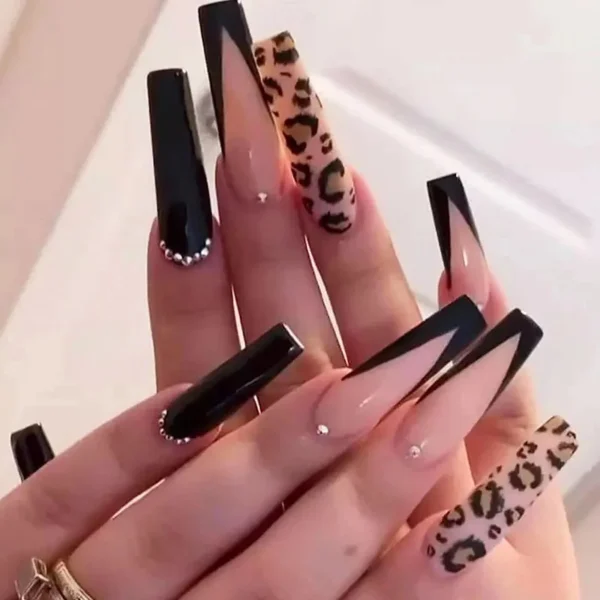 Nails Glam - Press-on Nails with Rhinestones - 24 pcs - Image 59