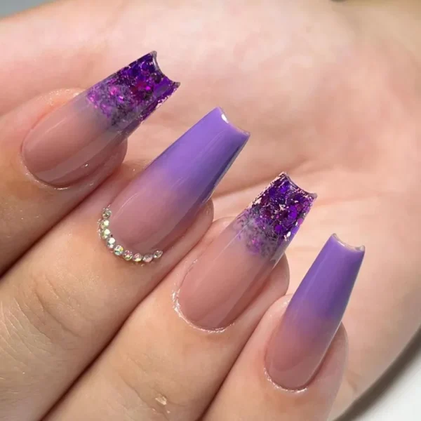 Nails Glam - Press-on Nails with Rhinestones - 24 pcs - Image 29