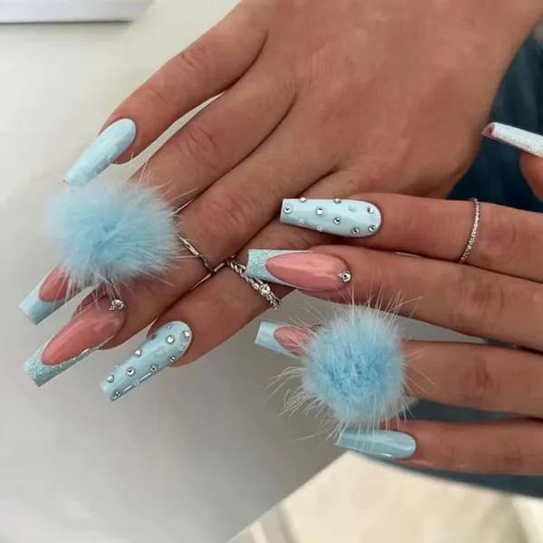 Nails Glam - Press-on Nails with Rhinestones - 24 pcs - Image 65