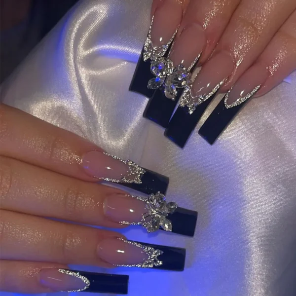 Nails Glam - Press-on Nails with Rhinestones - 24 pcs - Image 60