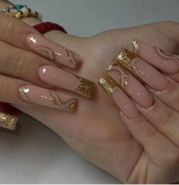 Nails Glam - Press-on Nails with Rhinestones - 24 pcs - Image 32